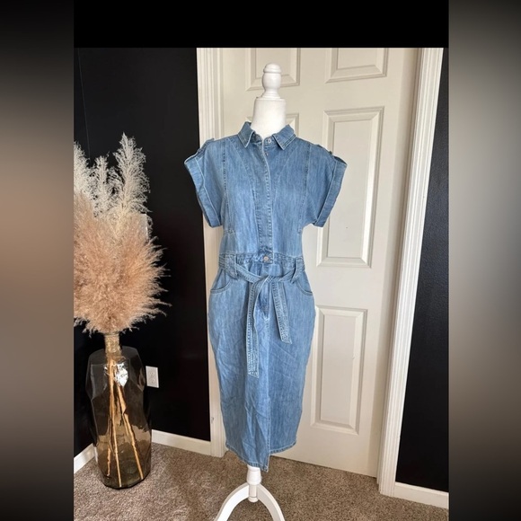 NWT Suncoo Paris Conny Midi Denim Dress 
size T3 or Large - Picture 4 of 12